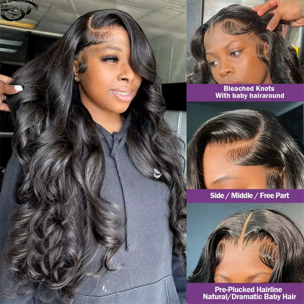 Perruques en cheveux humains ondulés à 200 % de densité réelle