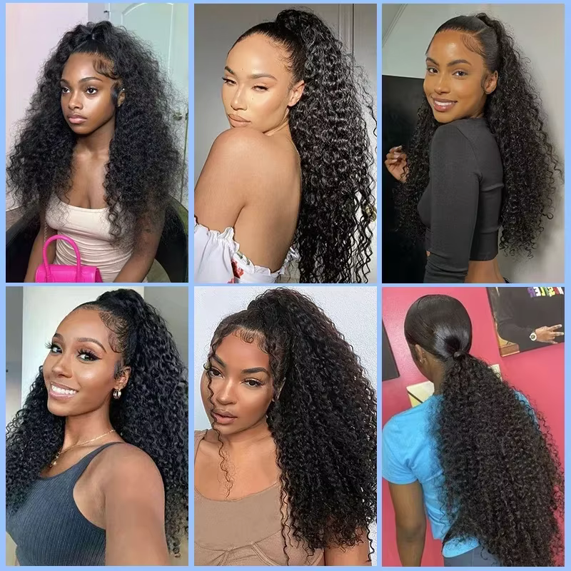 Longue queue de cheval de cheveux bouclés moelleux pour les femmes Extensions