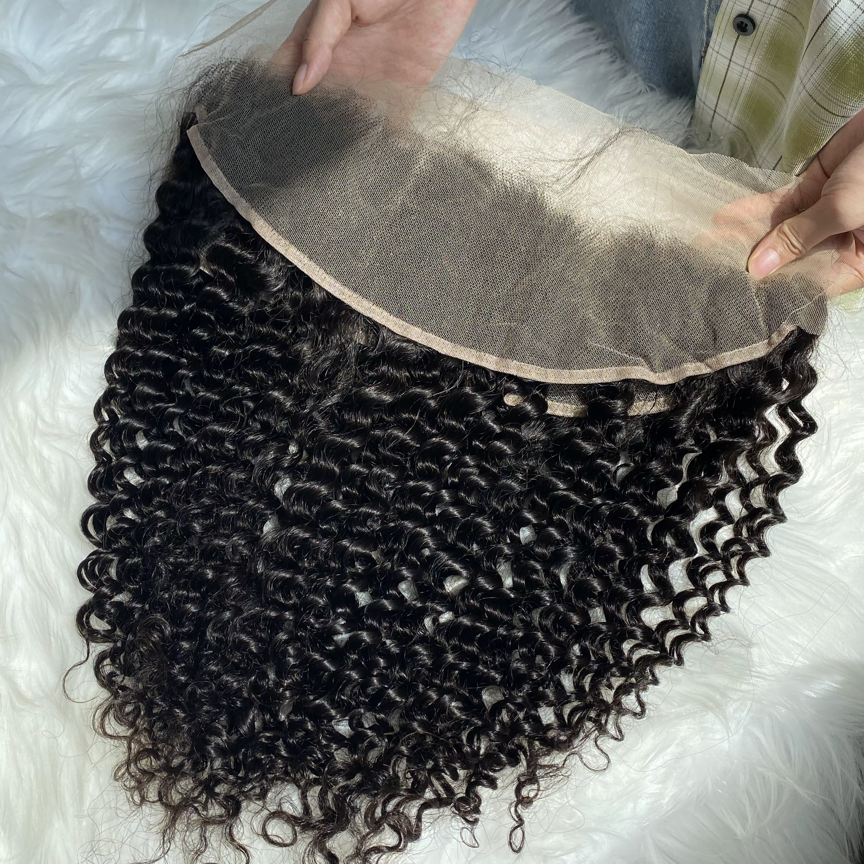 Cheveux Humains Naturels Ondulés Profonds 13x4 Dentelle Transparente Frontale Prix de Gros pour la Fabrication de Perruques