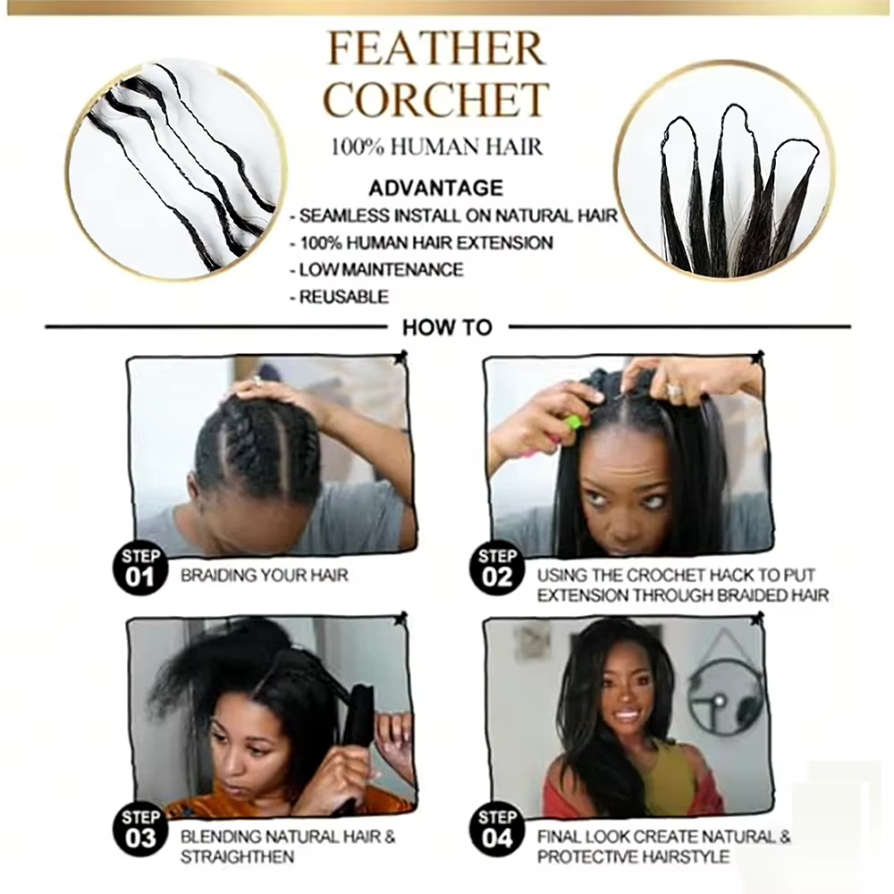 Extensions de cheveux en plumes Deep Wave couleur Bourgogne 100%