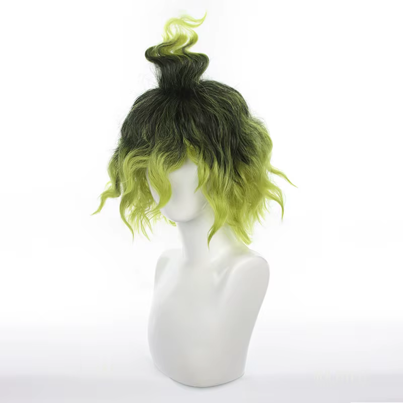 Gyutaro Shabana Cosplay perruque Daki frère noir vert cheveux bouclés Anime grade supérieure 6 perruques + bonnet