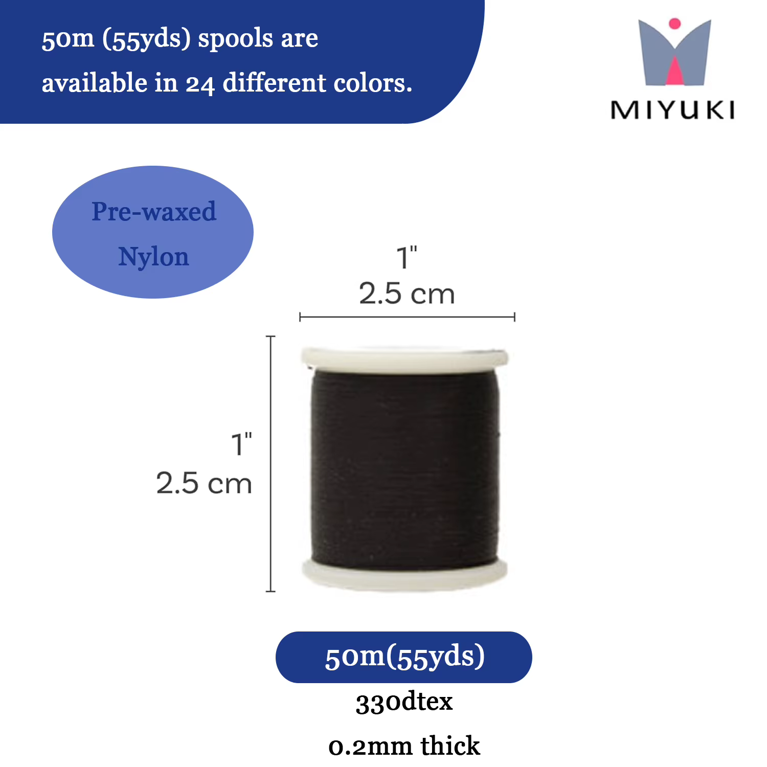 Fil à perles Miyuki 0, 2 mm 330 Dtex