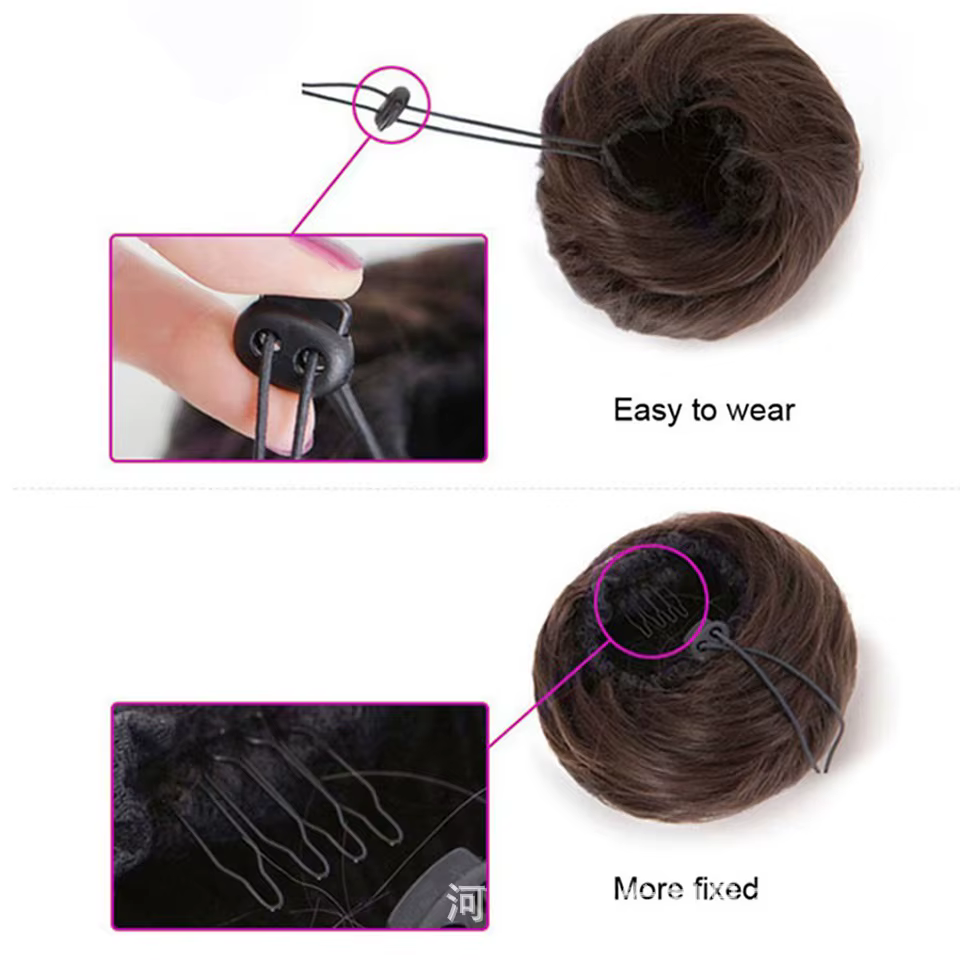 Chouchou Synthétique Lisse et Réglable, Extension de Cheveux, Queue de Cheval