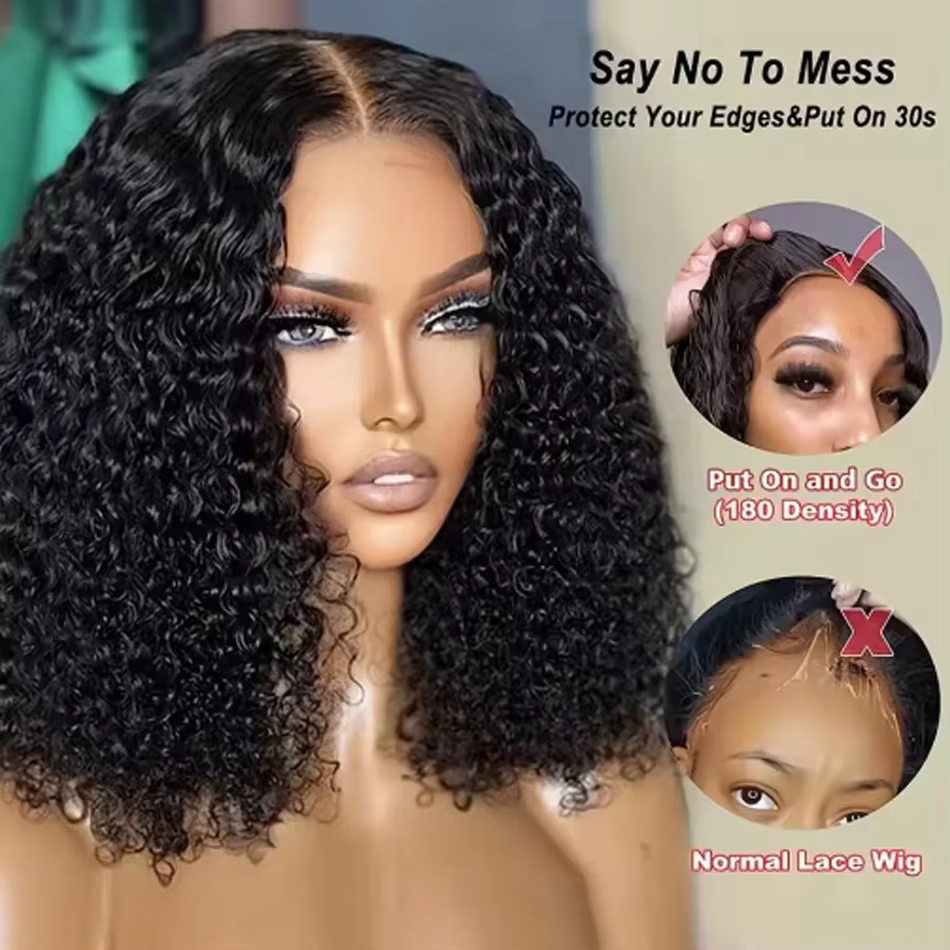 Perruque sans colle bouclée crépue 13x6 en cheveux humains