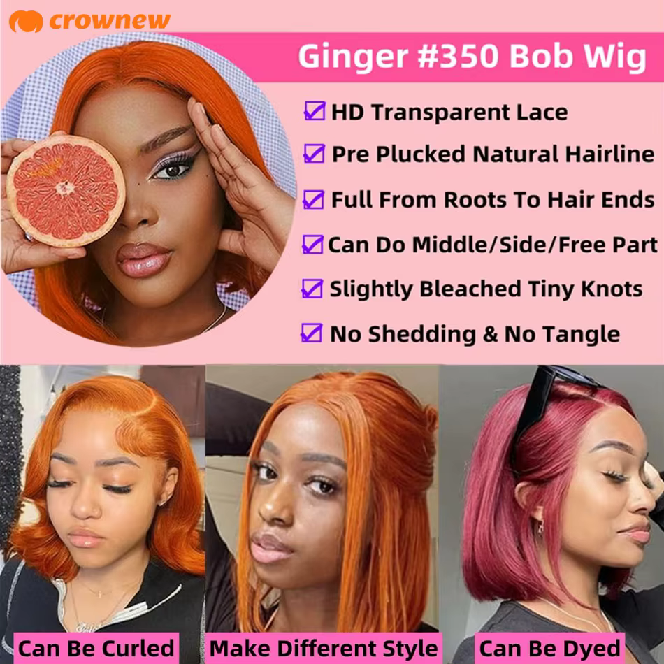 Perruque en cheveux humains couleur gingembre #