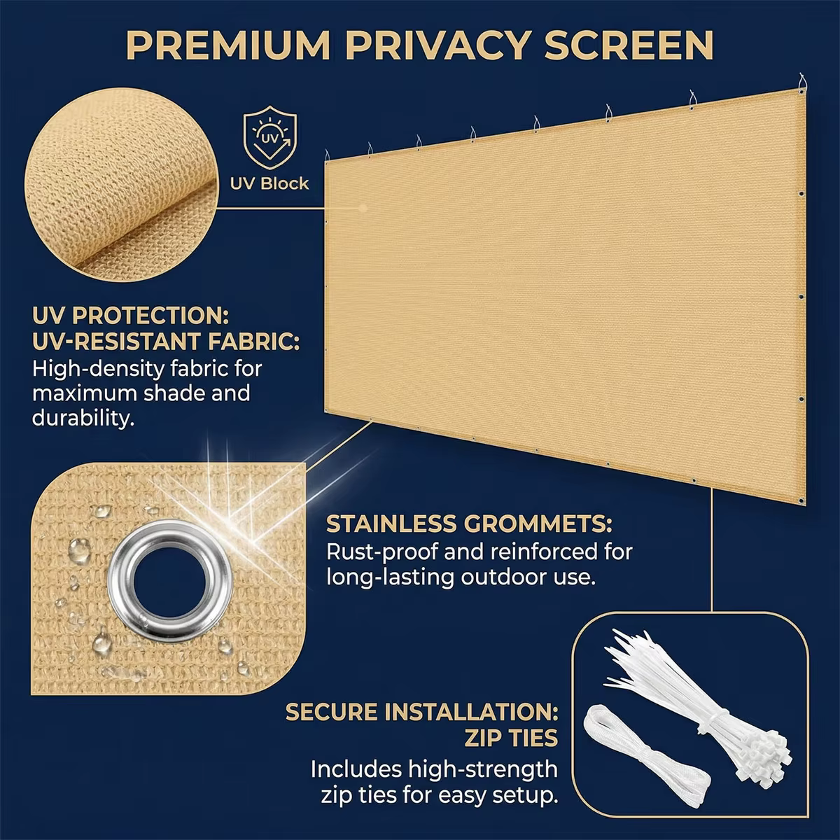 Clôture de jardin pour l'intimité, ensemble de filets de clôture (y compris cordes et attaches), résistant aux UV, adapté aux terrasses et aux piscines