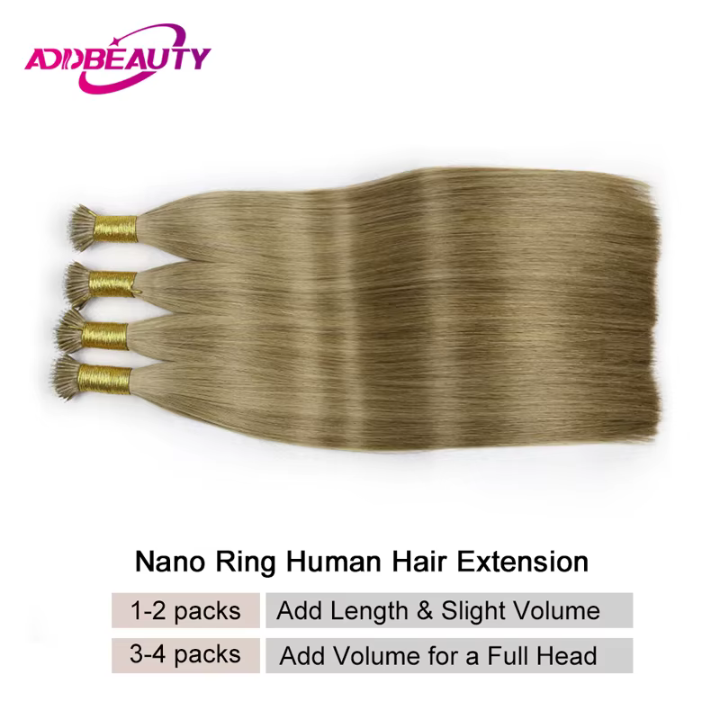 Extension de cheveux humains Nanoring droits Capsule de kératine de haute qualité Micro anneau Extensions