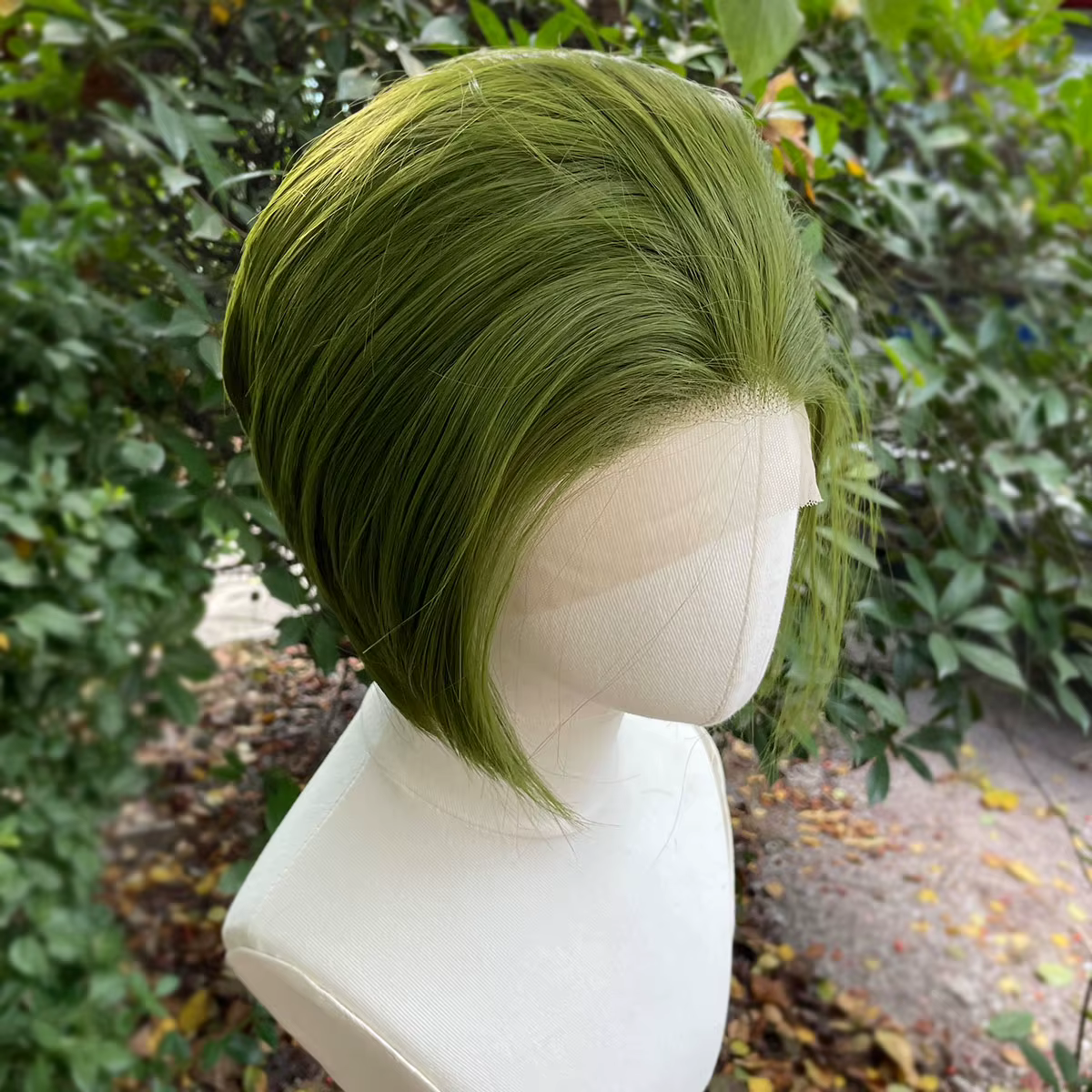 Perruques de Cosplay Bob vertes pour hommes
