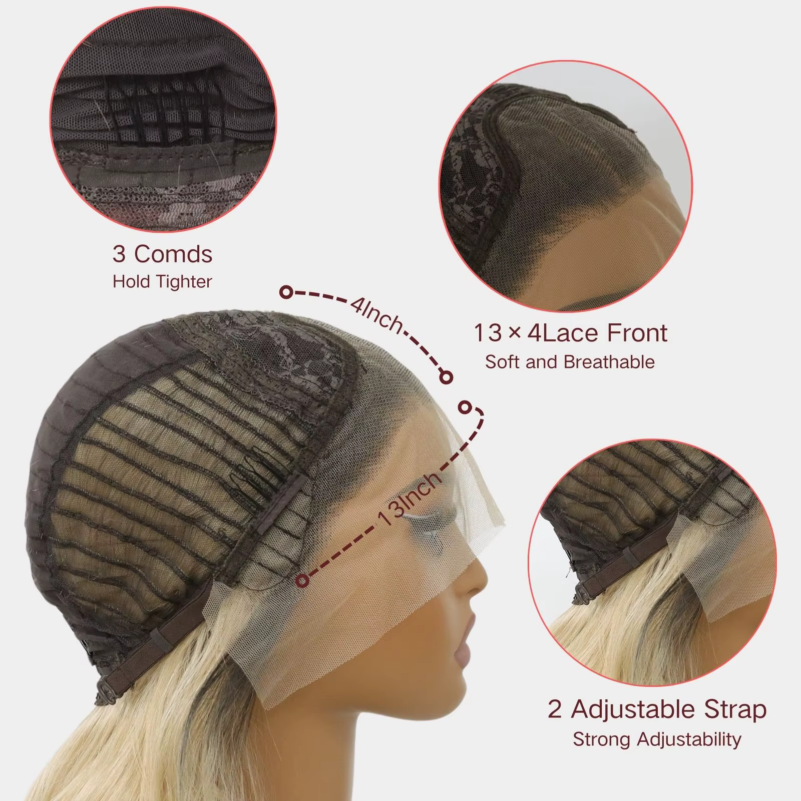 Perruque Lace Front Wig synthétique à reflets blonds