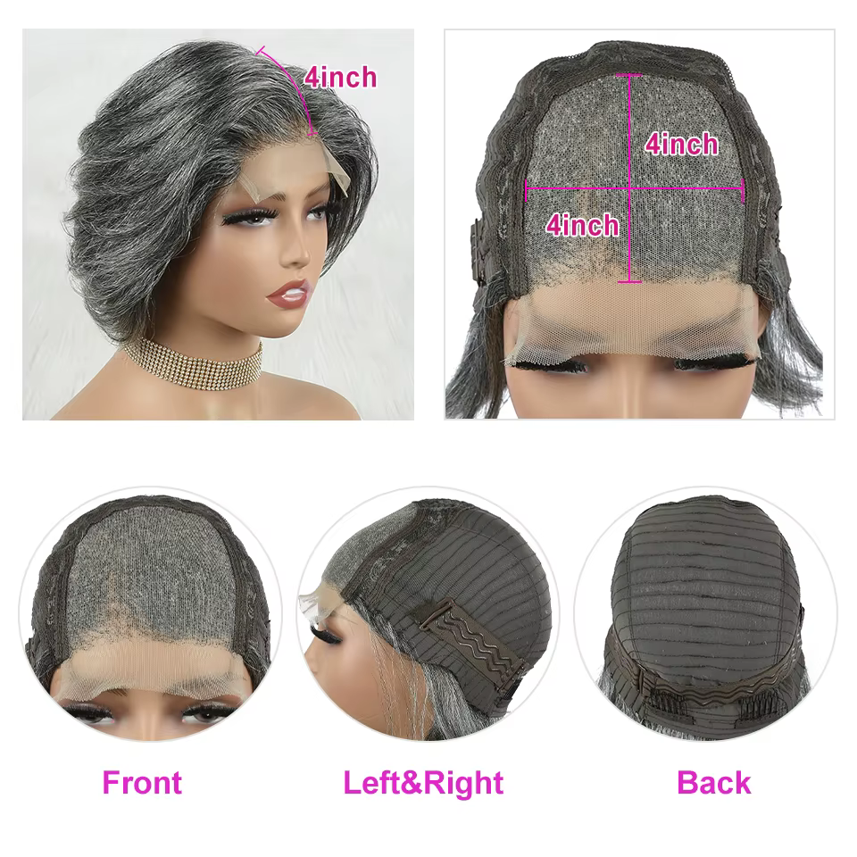 HairUGo-Perruque BOB courte en cheveux humains pour femme