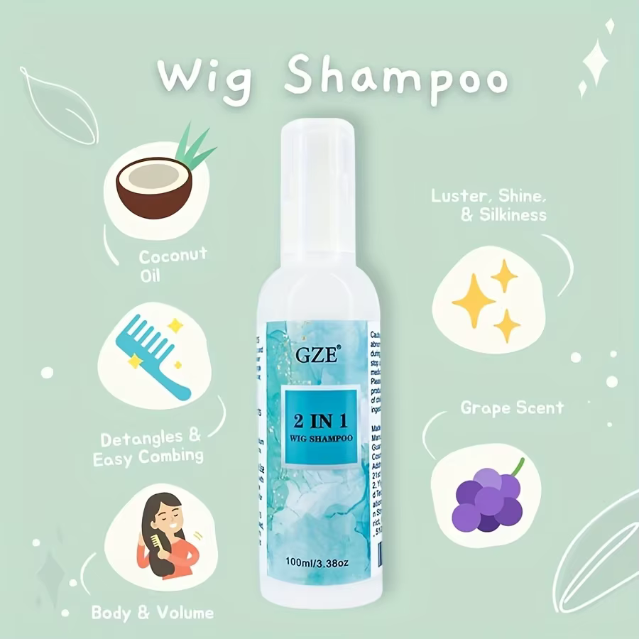 Shampoing pour perruque GZE 2 en 1 pour cheveux synthétiques