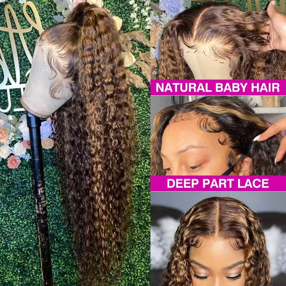 Perruque Lace Frontal Wig naturelle ondulée sans colle