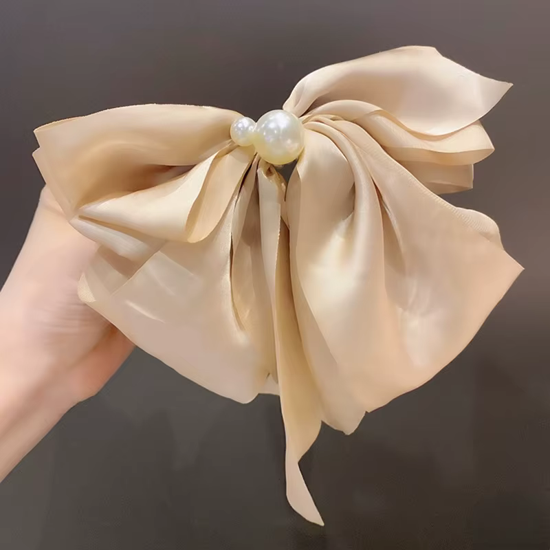 Pince à Cheveux Élégante en Satin de Couleur Unie pour Fille