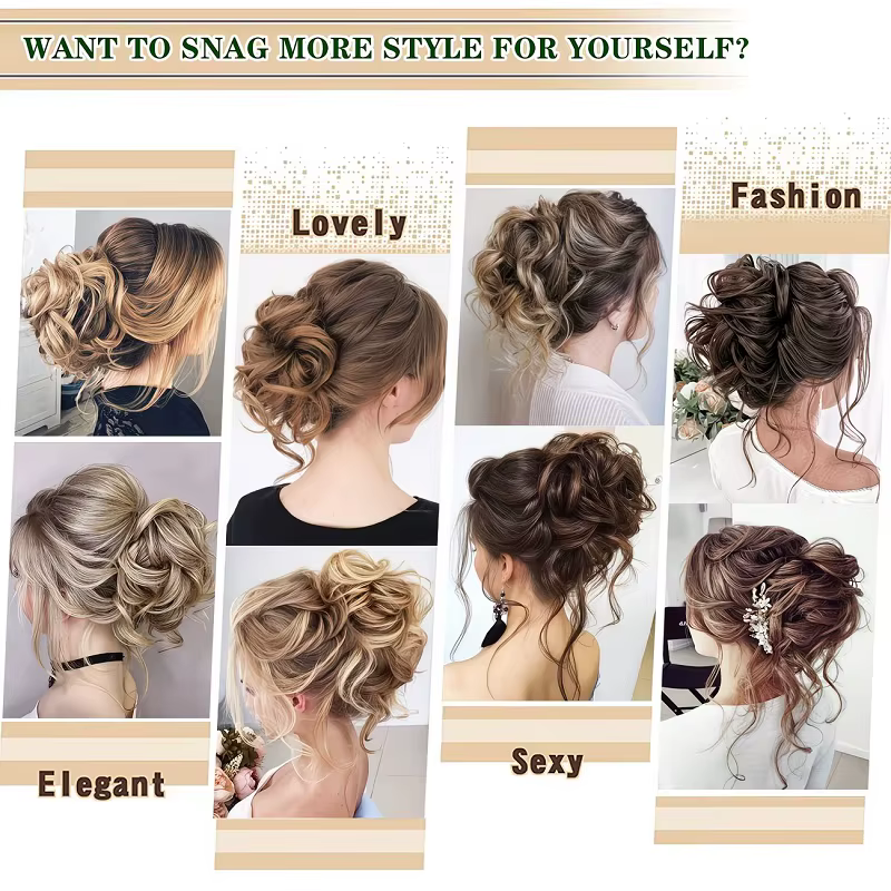 Chignon désordonné synthétique en forme de donut