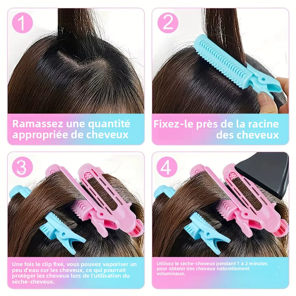 Pinces à racines de cheveux moelleuses et bouclées