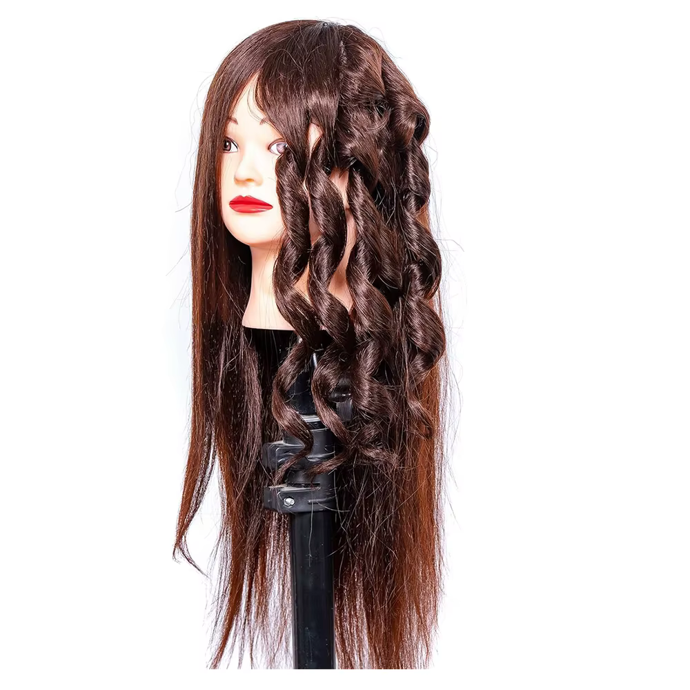 Kit de tête de mannequin pour la pratique de la coiffure, 85% vrais cheveux, tête de beurre, formation professionnelle, coiffage, chaud, boucle, fer à lisser