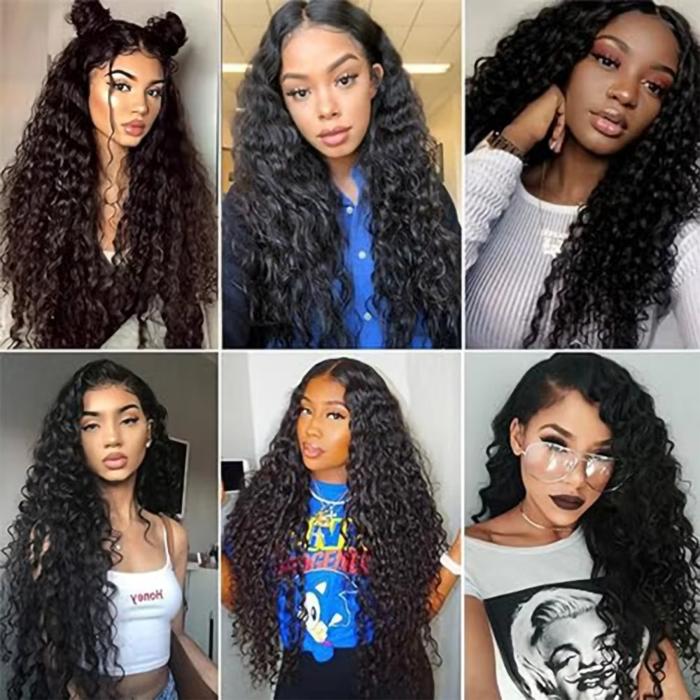 Perruque synthétique noire longue de 18 à 30 pouces, perruques crépues bouclées, mécanisme complet, cheveux mignons, noir naturel pour femmes, perruque quotidienne