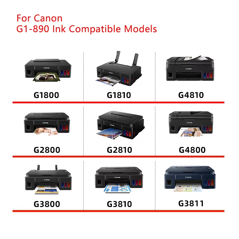 Encre pour Canon GI-490 GI-790 GI-890 pour Pixma G1000 G1100 G1400 G2000 G2100 G2400 G3000 G3400 G4000 imprimante GI490 GI790 GI890