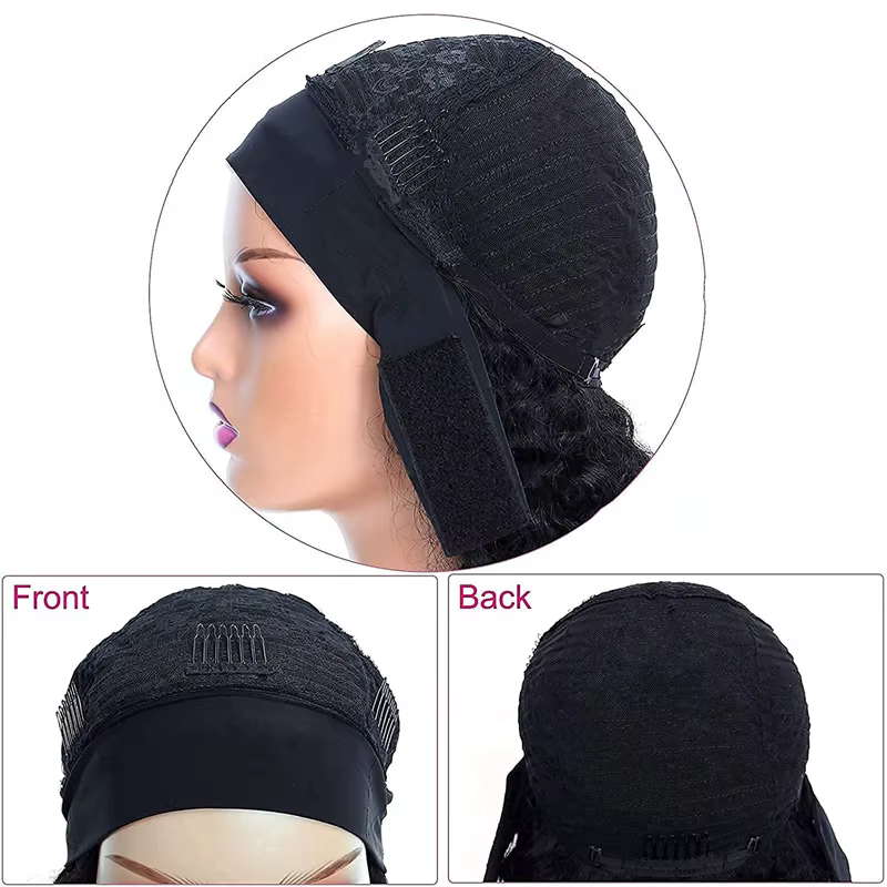 Perruque Courte Bob Frisée Kinky avec Bandeau