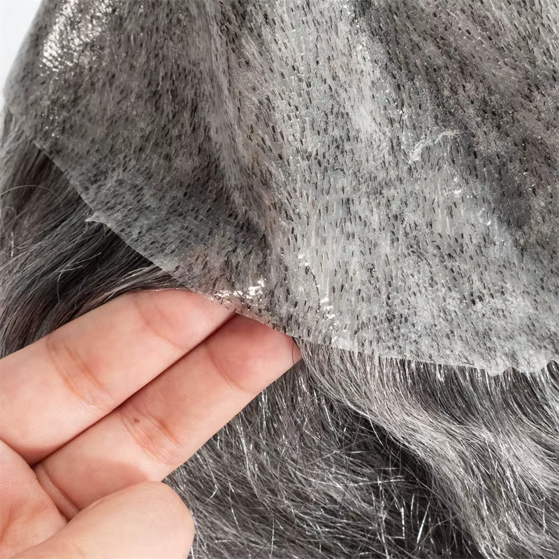 Toupet cheveux humains hommes 0.12-0.014mm peau avec noeuds