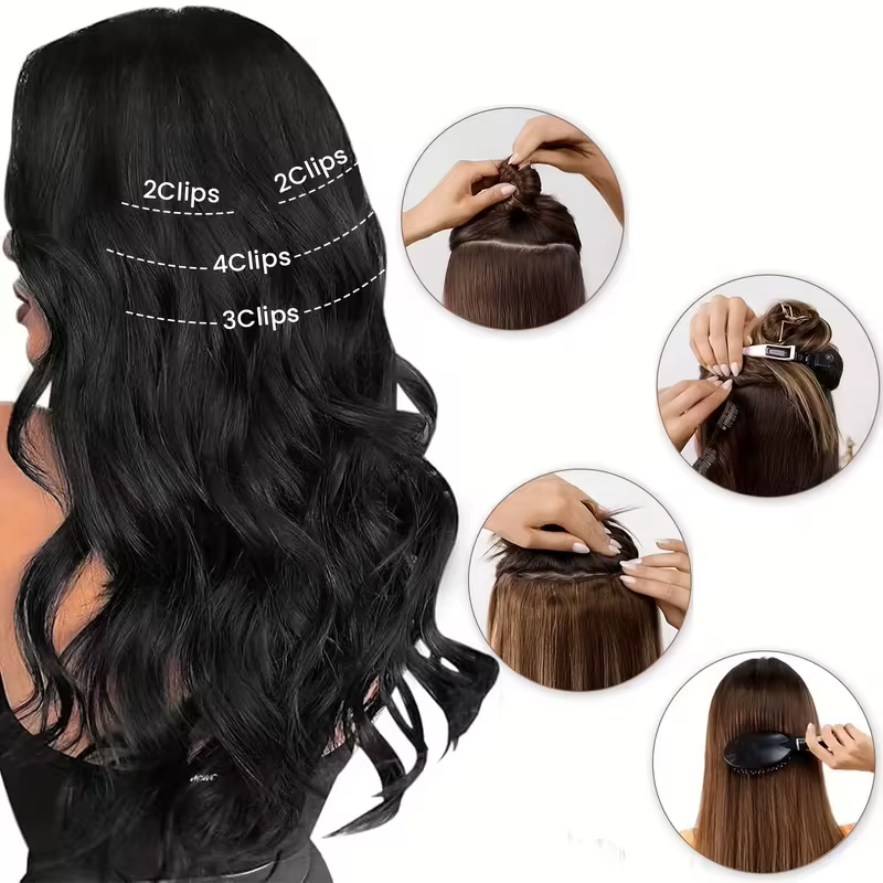 Extensions de cheveux synthétiques bouclés longs de 22 pouces