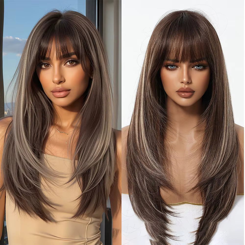 Perruque Blonde dorée avec frange