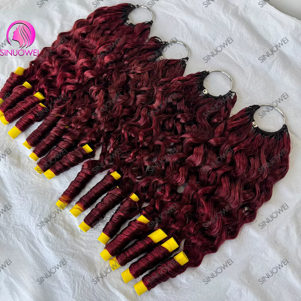# Extensions de cheveux humains Remy bouclés à la kératine 99J Bourgogne Birmanie pour tresses au crochet sans nœuds pour femmes