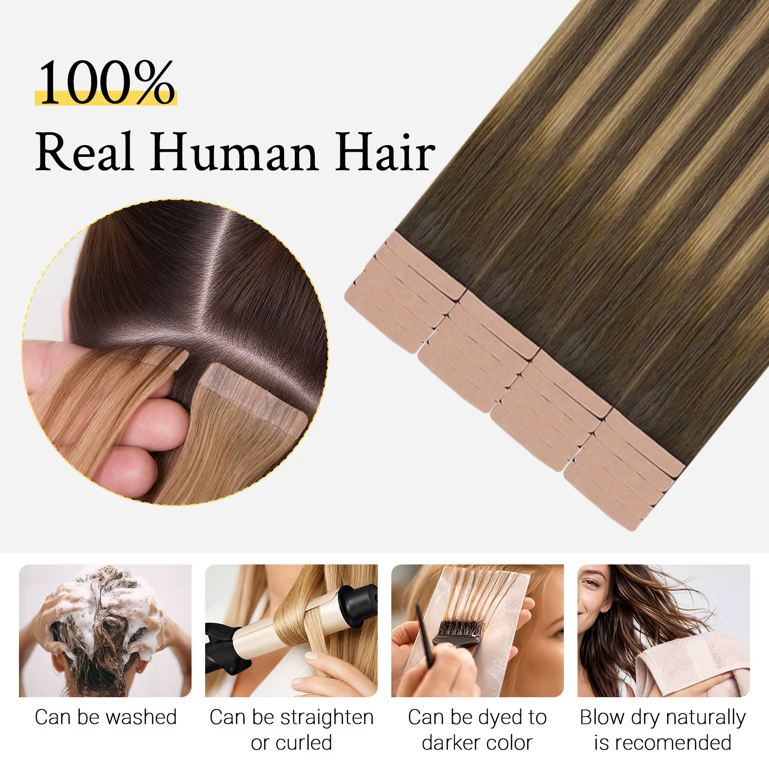 Bande dans les Extensions de cheveux humains véritable Remy Extension