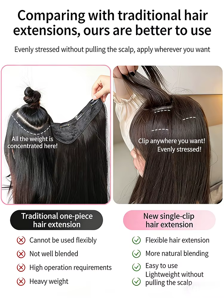 Extensions de cheveux à clipser de 60 cm