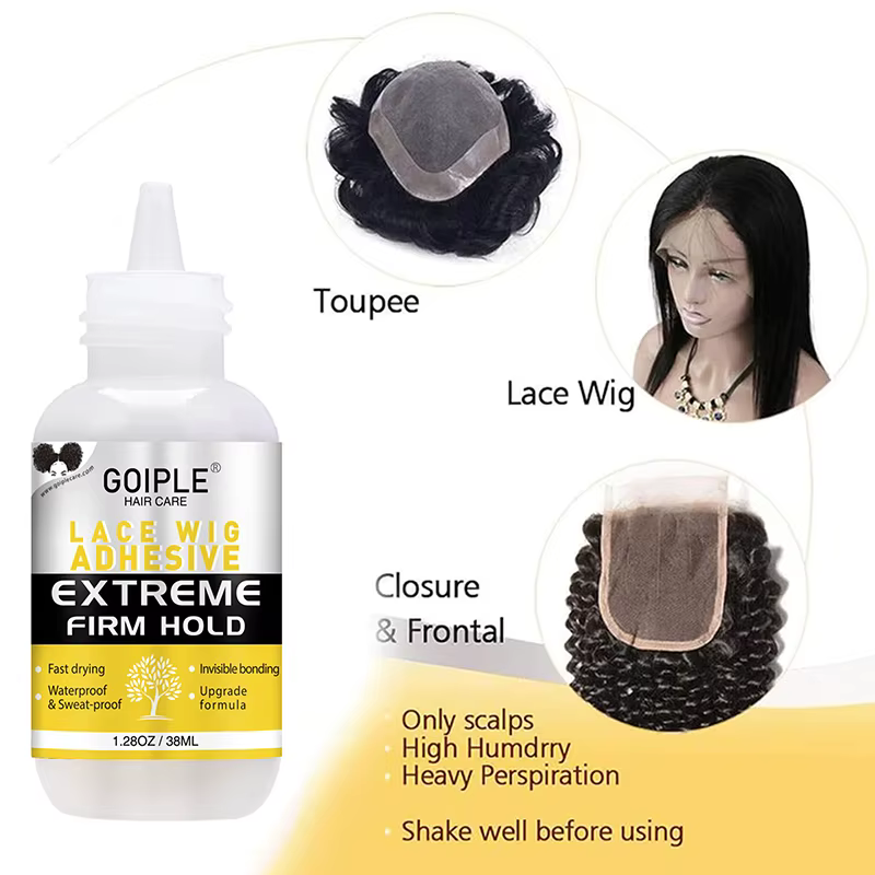 Kit de colle et de dissolvant pour perruques en dentelle Goiple, tenue extrême imperméable, sans résidus blancs, adhésif capillaire professionnel invisible