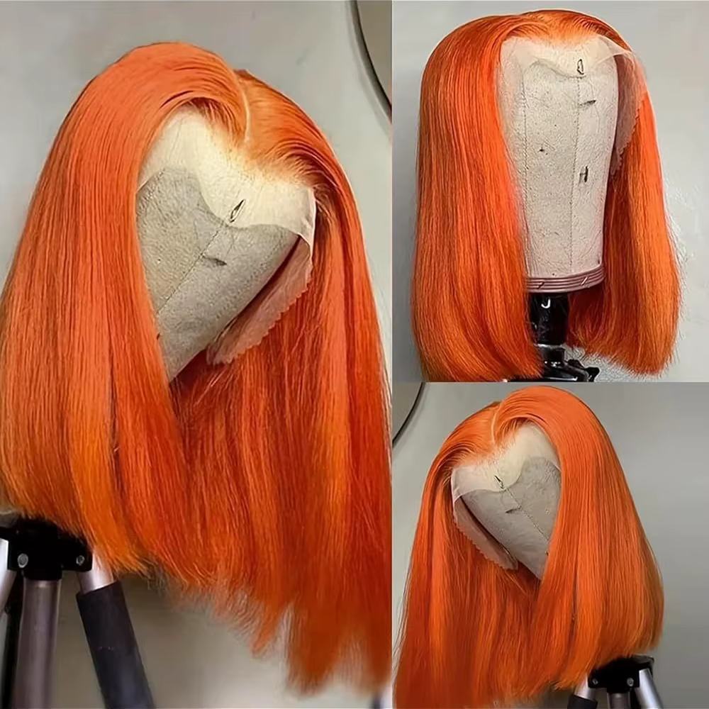 Perruque Bob en Cheveux Humains Gingembre