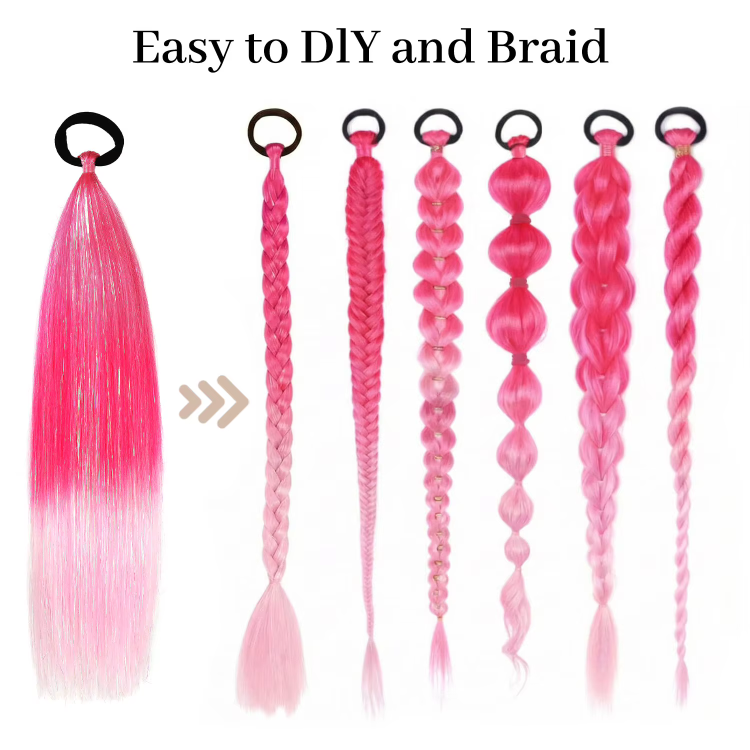 Extensions de cheveux synthétiques en tinsel