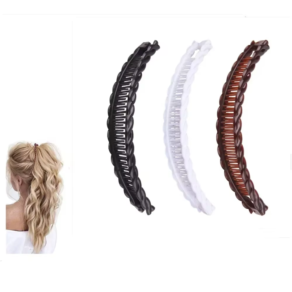 Pince à cheveux banane Vintage de couleur unie pour femmes et filles