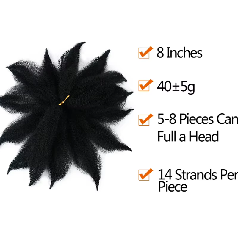 Tresses synthétiques de 8 pouces