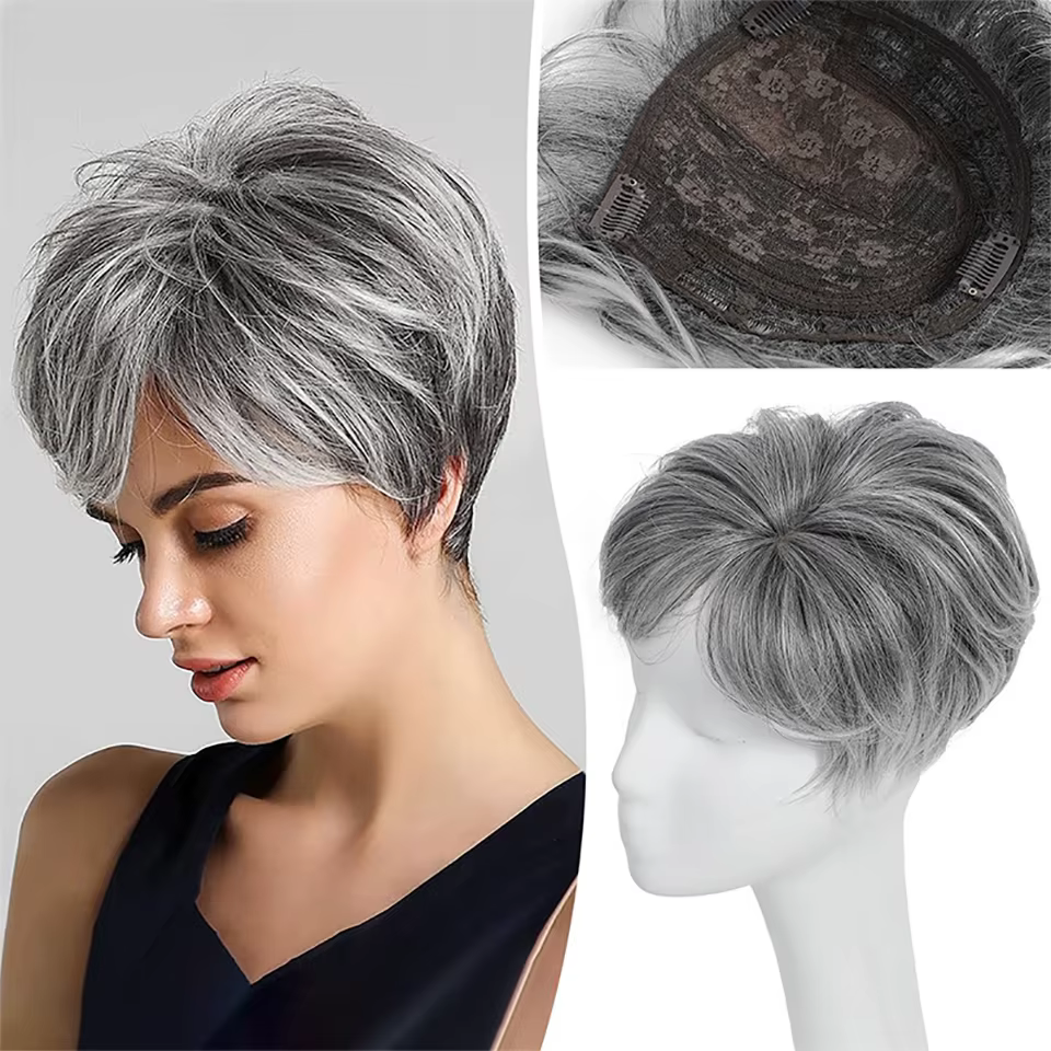 Perruques courtes pour femmes avec cheveux clairsemés