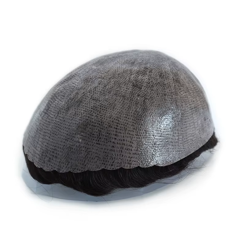 Hommes toupet avec noeuds pleine PU 0.14mm peau mince