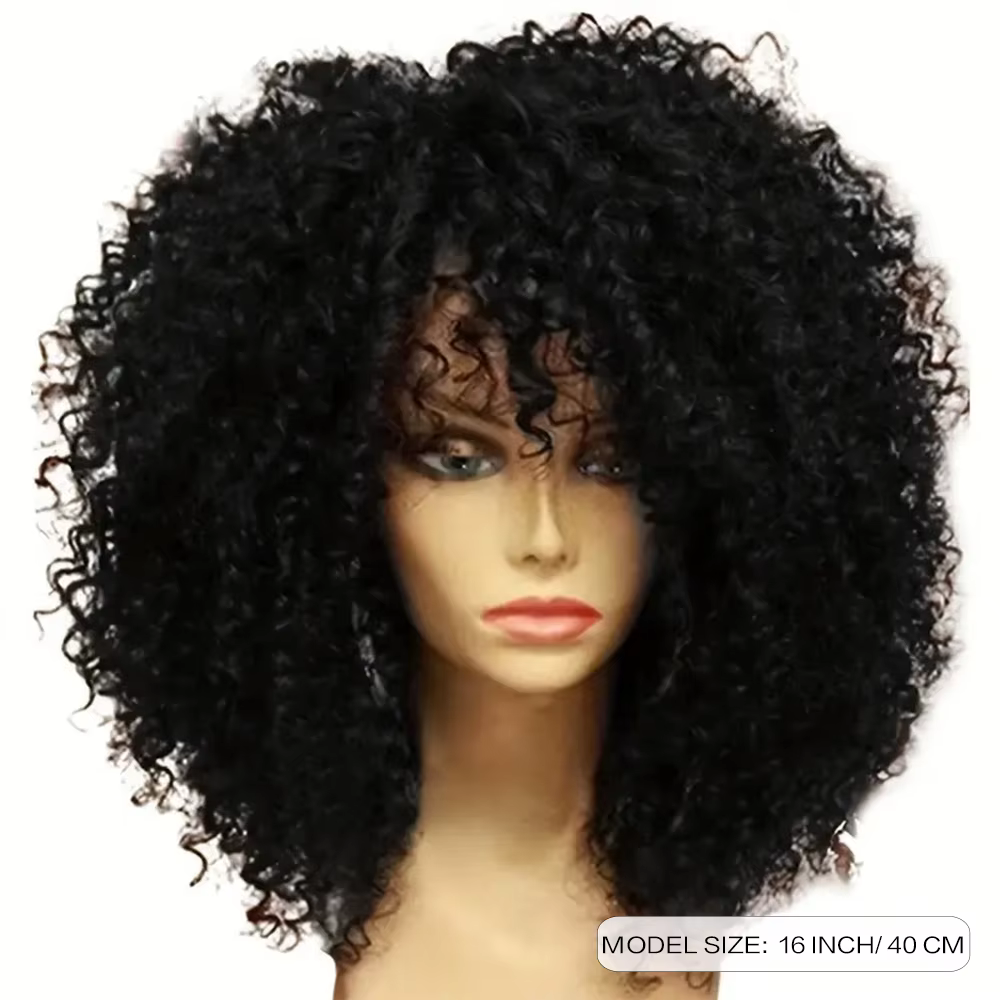 Perruques Afro crépues bouclées avec frange