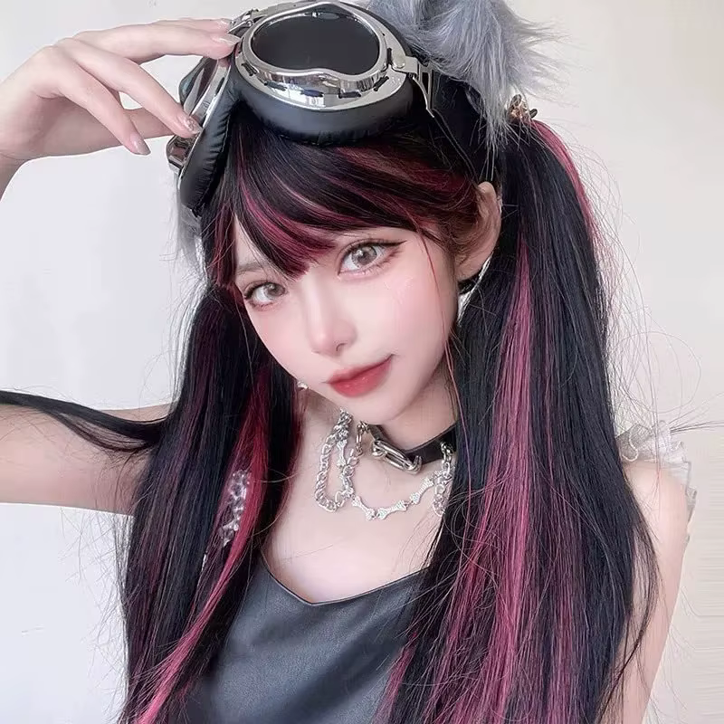 Perruque Lace Front Coupe Wolf Cut - Cheveux Courts Bouclés pour Cosplay Anime avec Frange - Postiche Queue de Loup Style Coréen pour Femme (Pré-épilée)