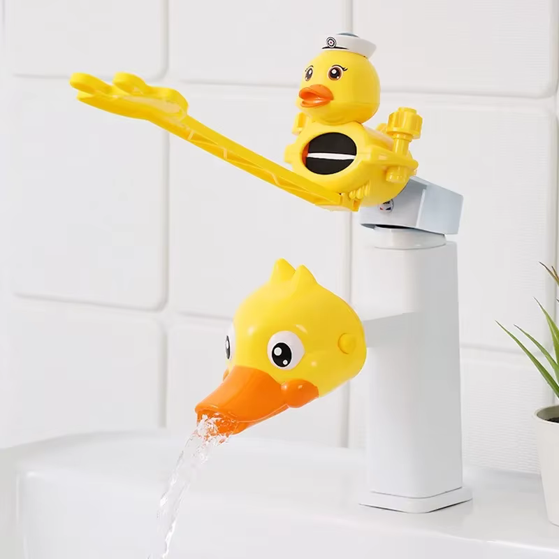 Dispositif pratique de cuisine en forme de canard de dessin animé, pour bébé, extension de robinet pour enfants, lavage des mains dans l'évier de la salle de bain