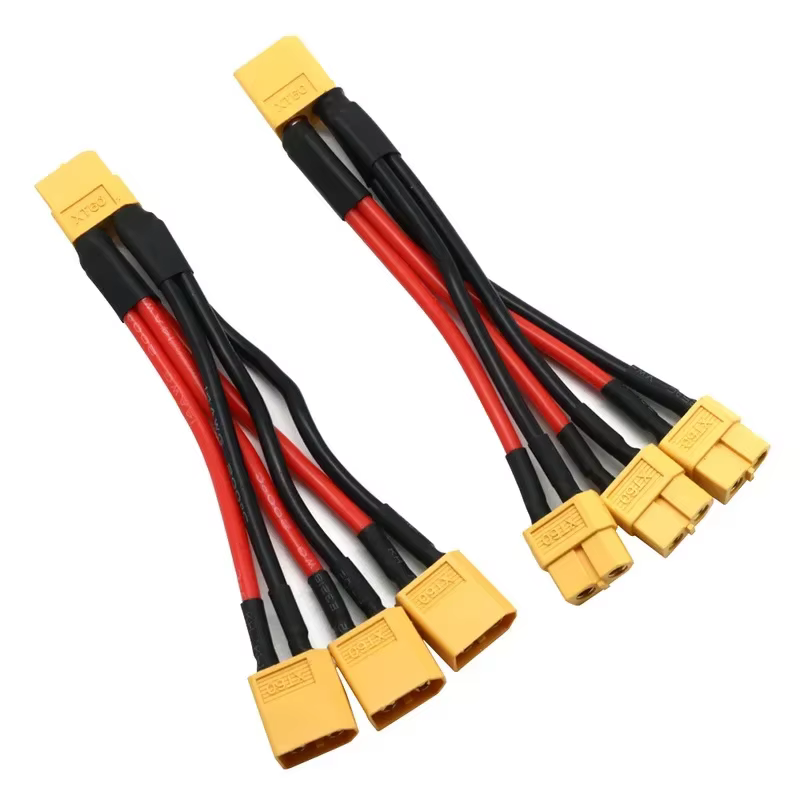 Connecteur de batterie parallèle XT60, fil de Silicone à 3 voies 14awg mâle/femelle, double Extension, séparateur en Y 100mm pour moteur de chargeur de batterie