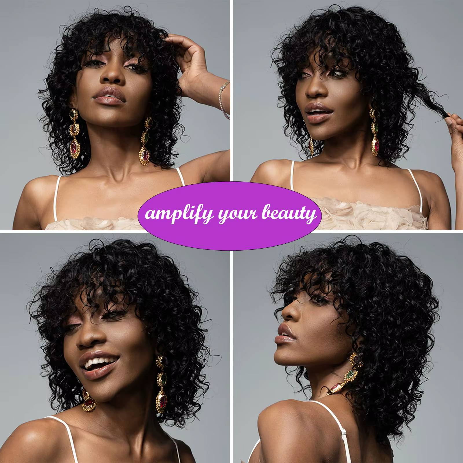 Perruque courte bouclée Jerry Curly Pixie Bob