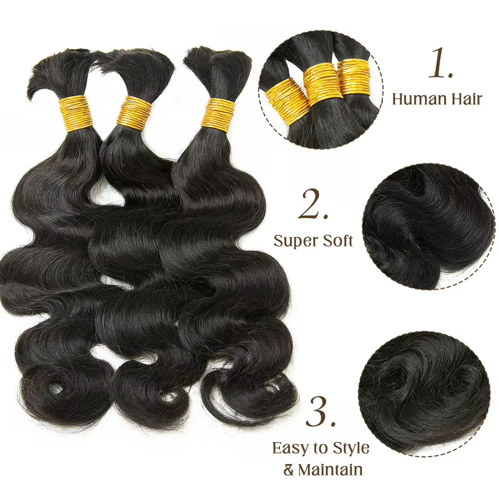 Vague de corps cheveux en vrac pour tressage 50G 100% Extensions