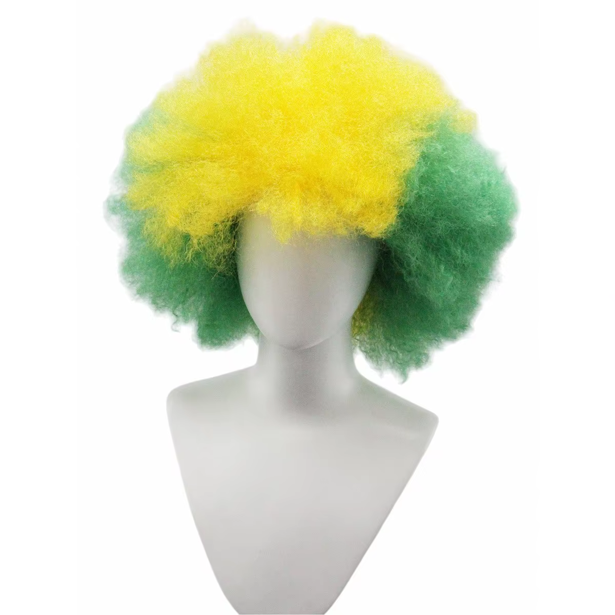 Perruque synthétique bouclée afro jaune-vert