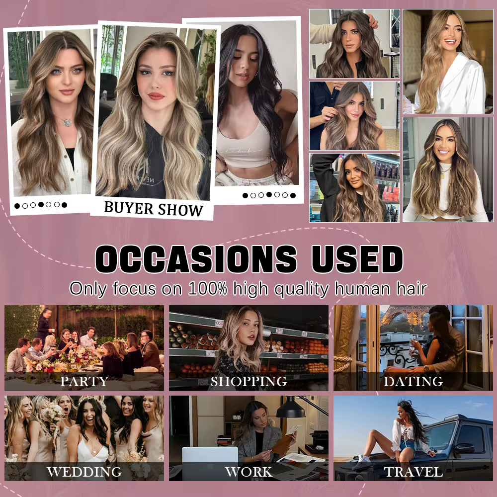Extension de cheveux à clip invisible pour femme
