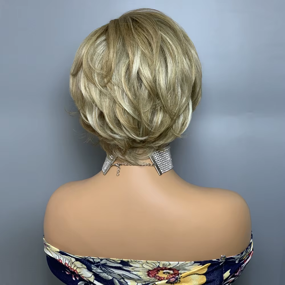 Perruque en cheveux humains ondulés sans lacet F8/60 #