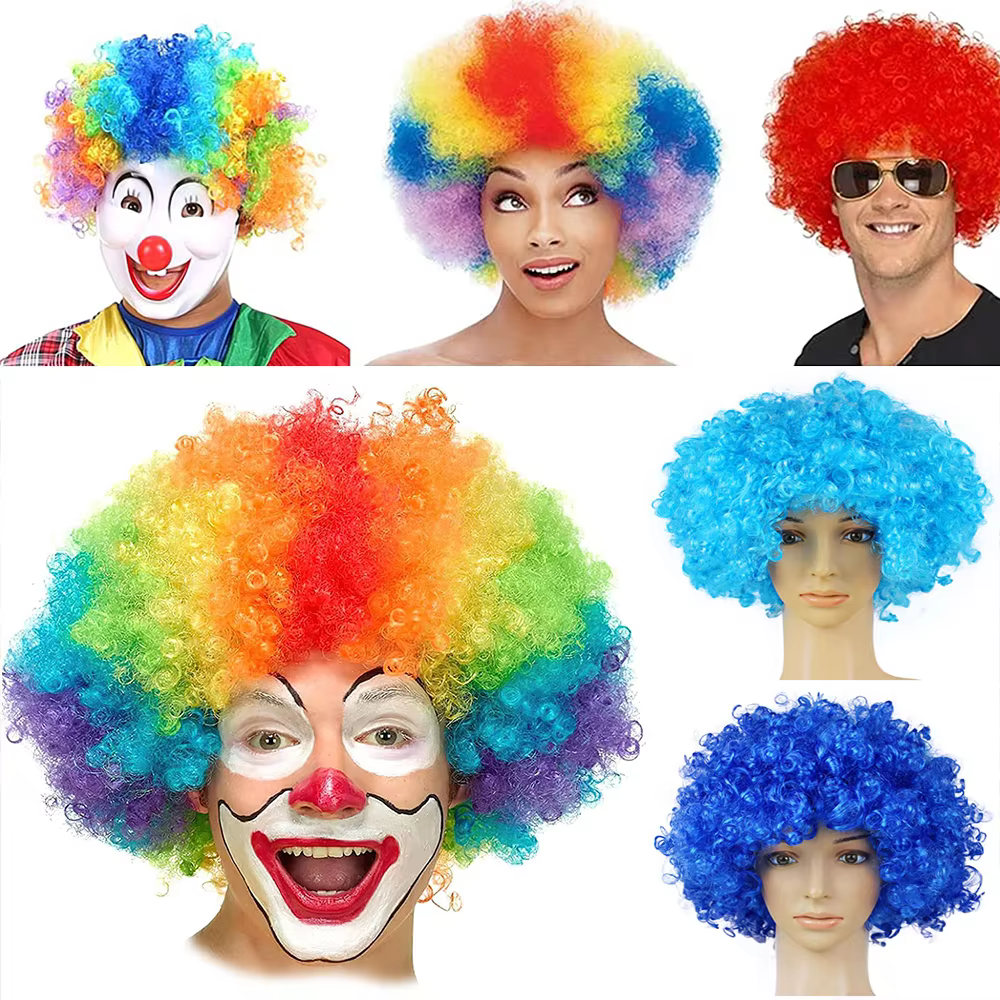 Perruque de Clown Afro bouclée perruques synthétiques Cosplay pour hommes femmes Mardi Gras