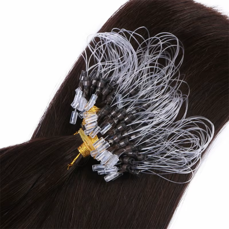 Extensions de Cheveux Humains Naturels Lisses avec Micro Anneau