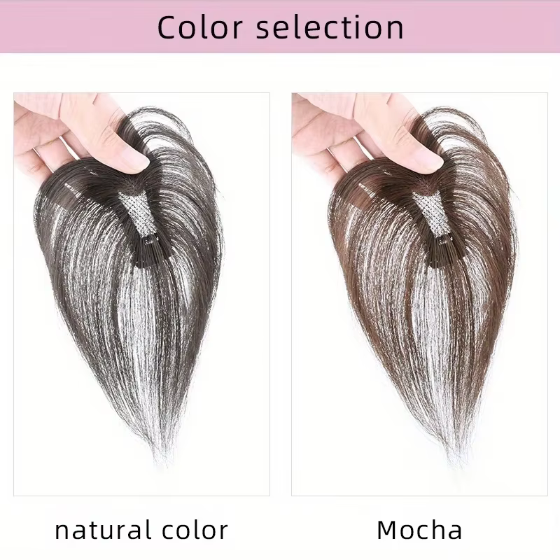 Postiche tissée à la main pour femmes, haut de la tête, couvrant volumineux, cheveux gris, vrais cheveux humains, cheveux complets sans couture, sans Trace