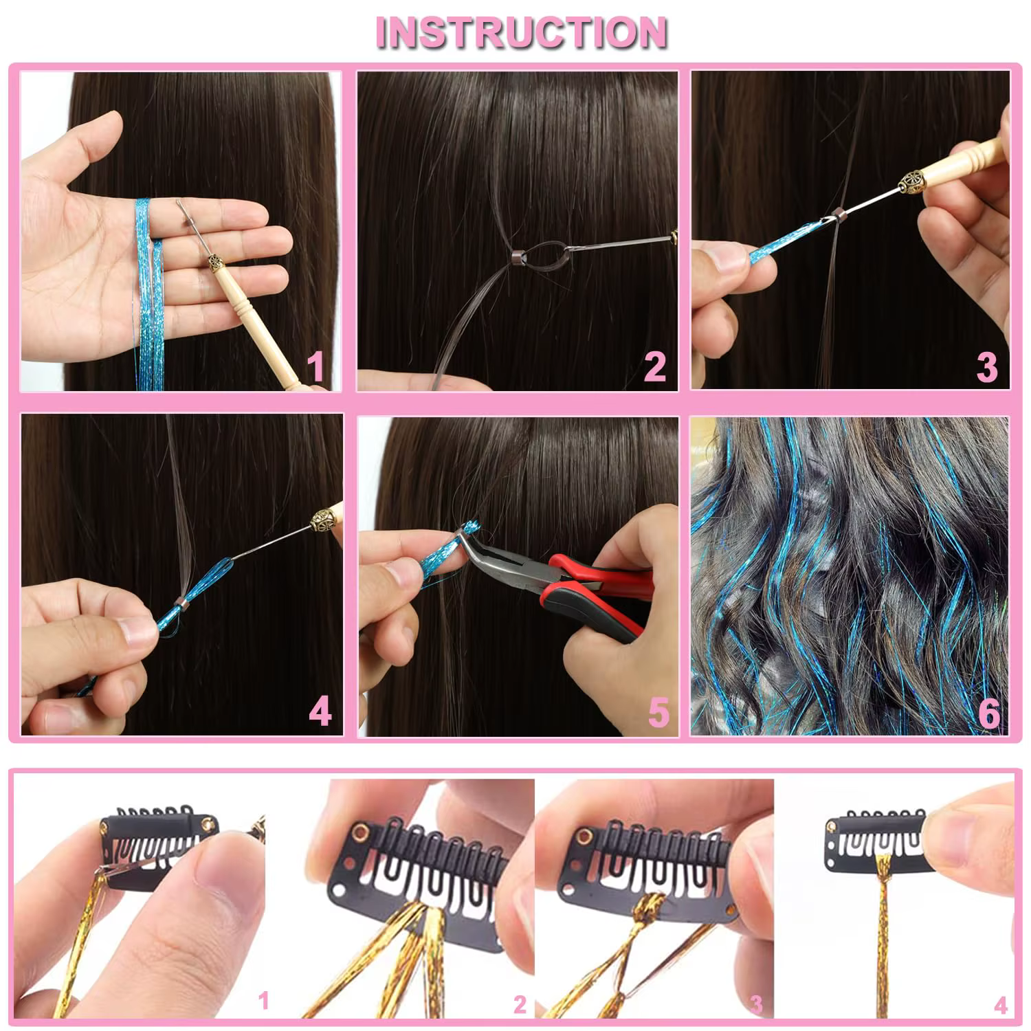 Kit de mèches scintillantes pour cheveux