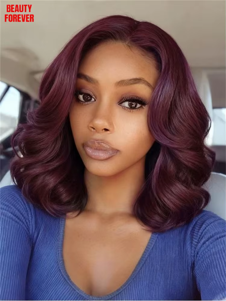 Beautyforever perruque Bob sans colle avec frange de rideau 7x5